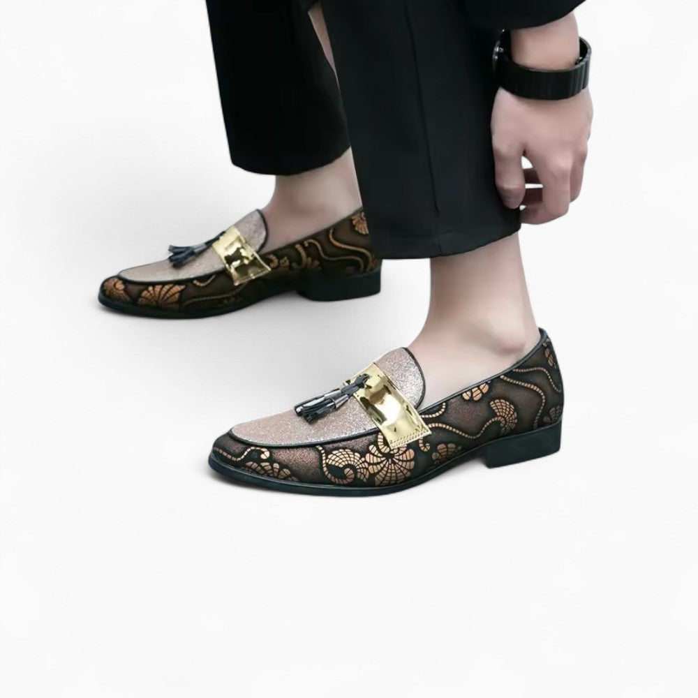 Patent Loafers with Tassels and Sequins