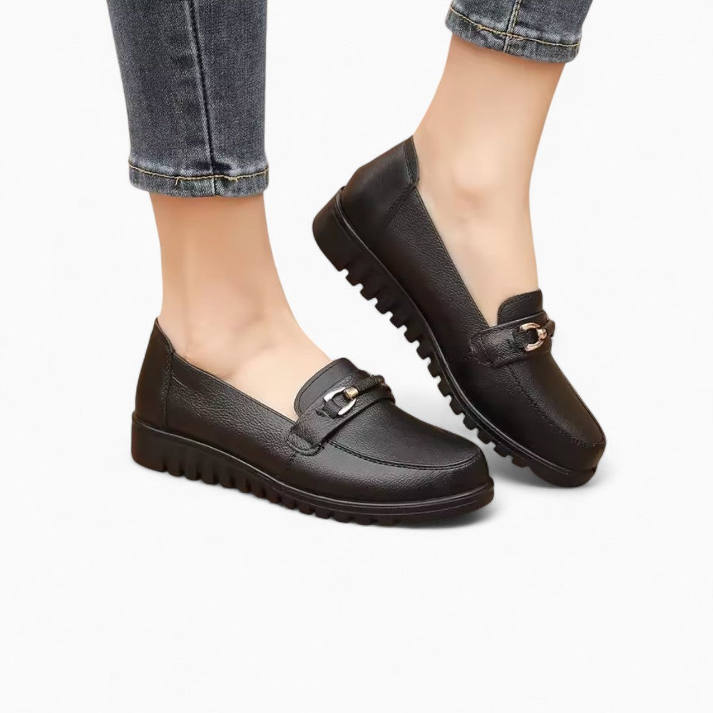 Black-Soled Orthopedic Loafers for Women