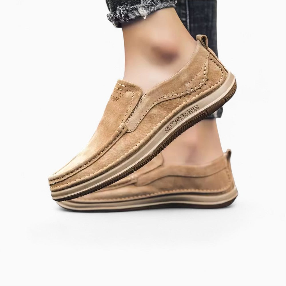 Men's Boat Loafers with Leather Look and Coloured Sole