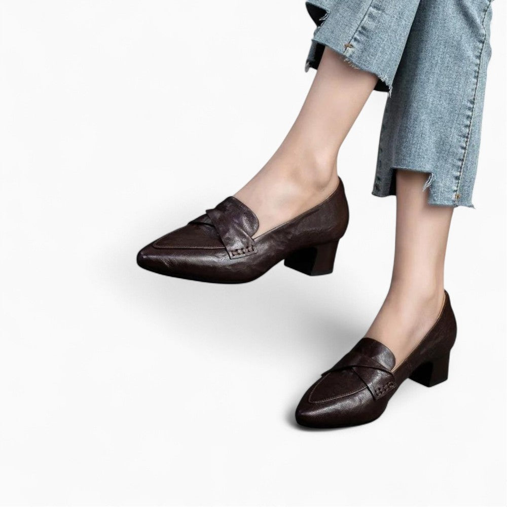 Quilted Top Loafers with Square Heels for Women