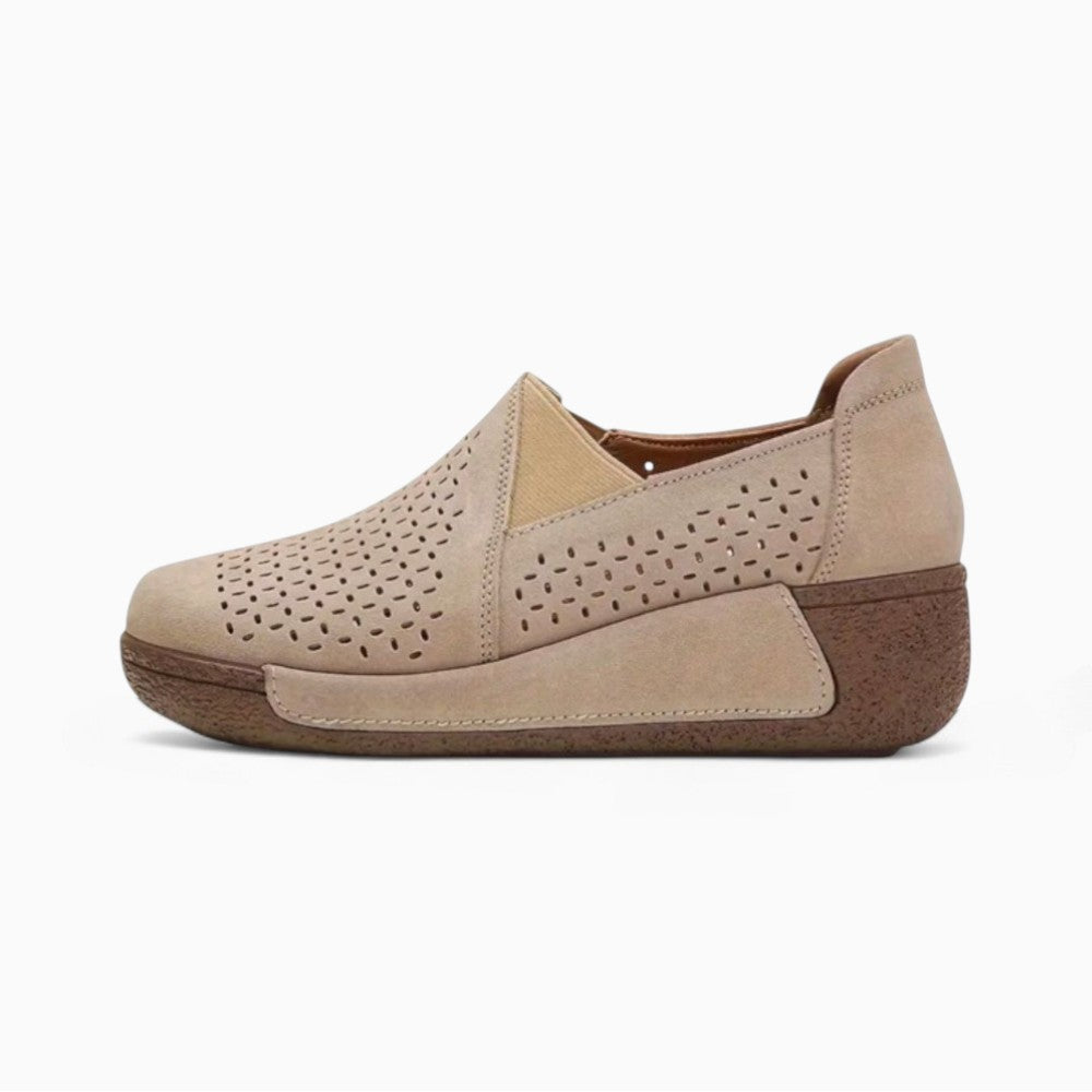 Comfortable Perforated Loafers with Wedge Soles for Women