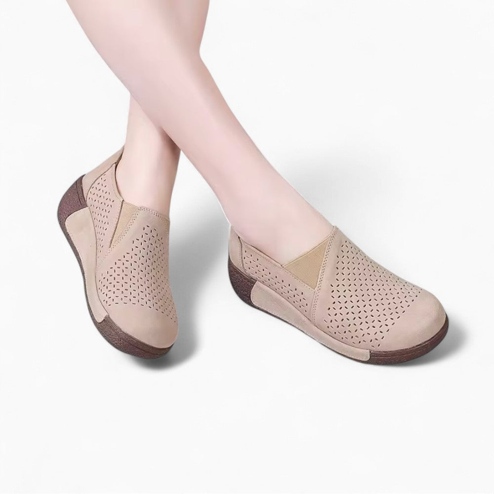 Comfortable Perforated Loafers with Wedge Soles for Women