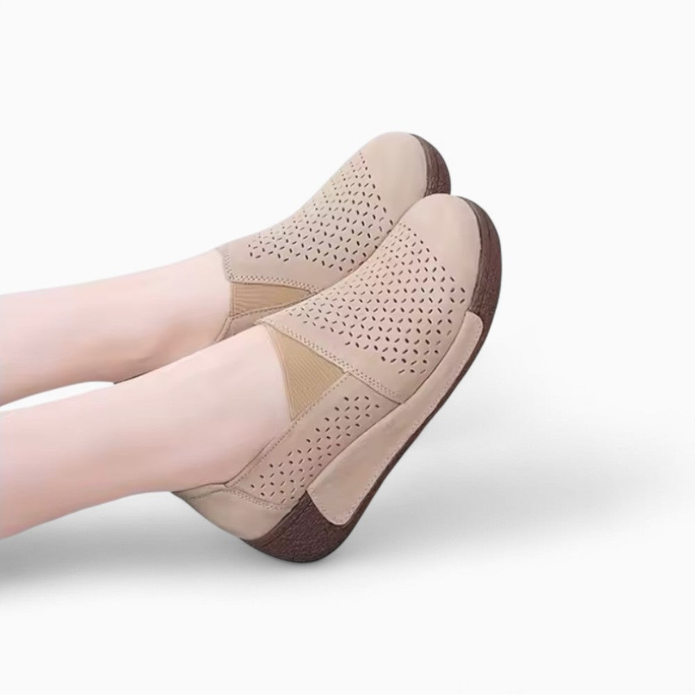 Comfortable Perforated Loafers with Wedge Soles for Women