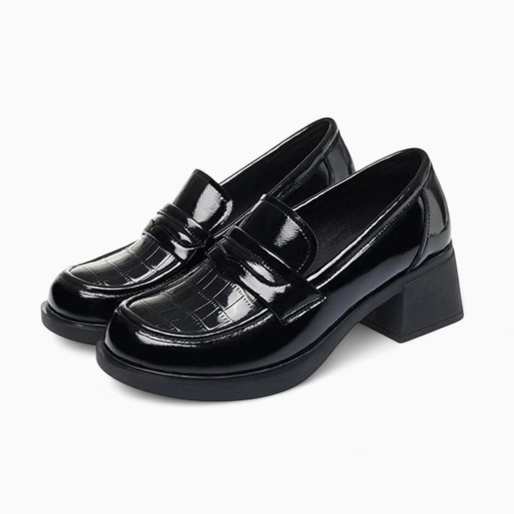 Patent Leather Heeled Loafers for Women