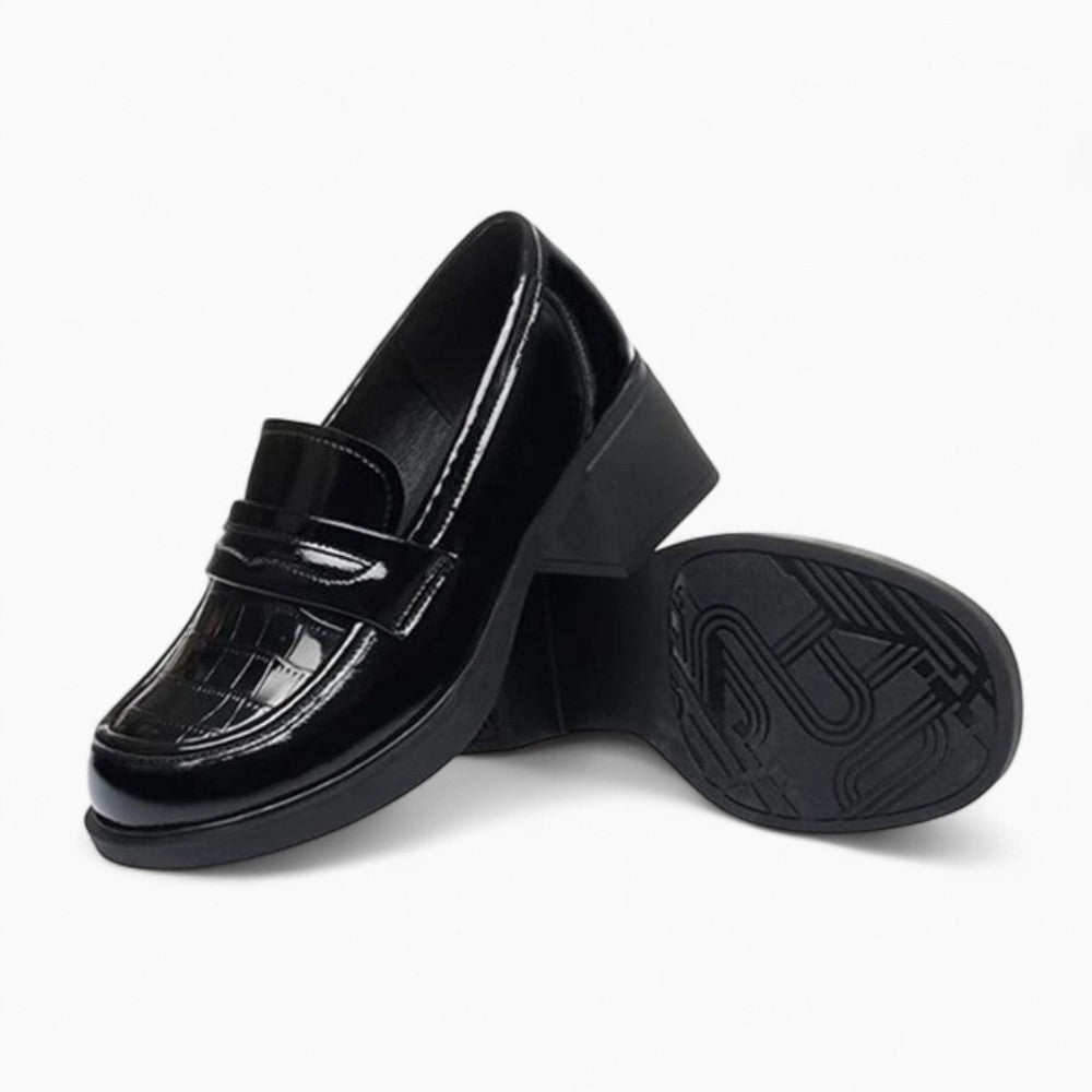 Patent Leather Heeled Loafers for Women
