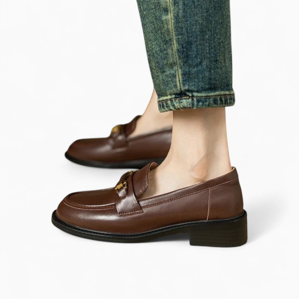Leather Heeled Loafers for Women