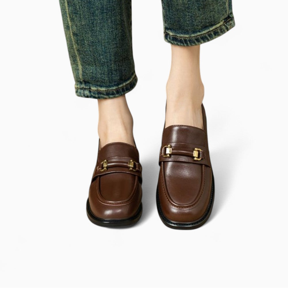 Leather Heeled Loafers for Women