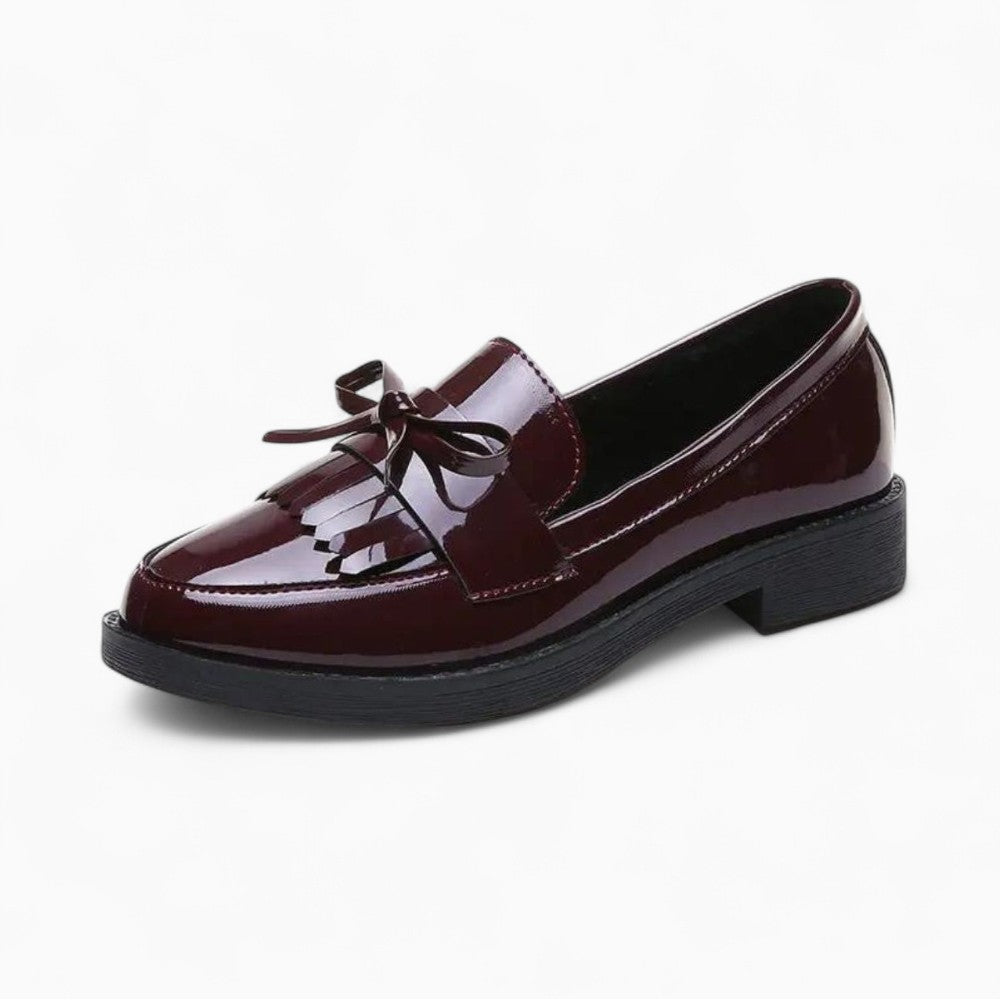 Square Heeled Loafers with Fringe in Vintage Style