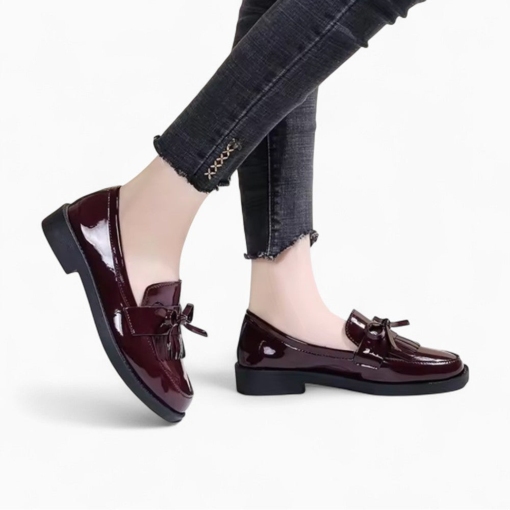 Square Heeled Loafers with Fringe in Vintage Style