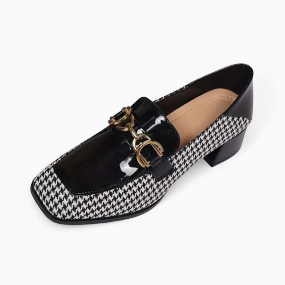 Women’s Patent Leather Chain Detail Heeled Loafers