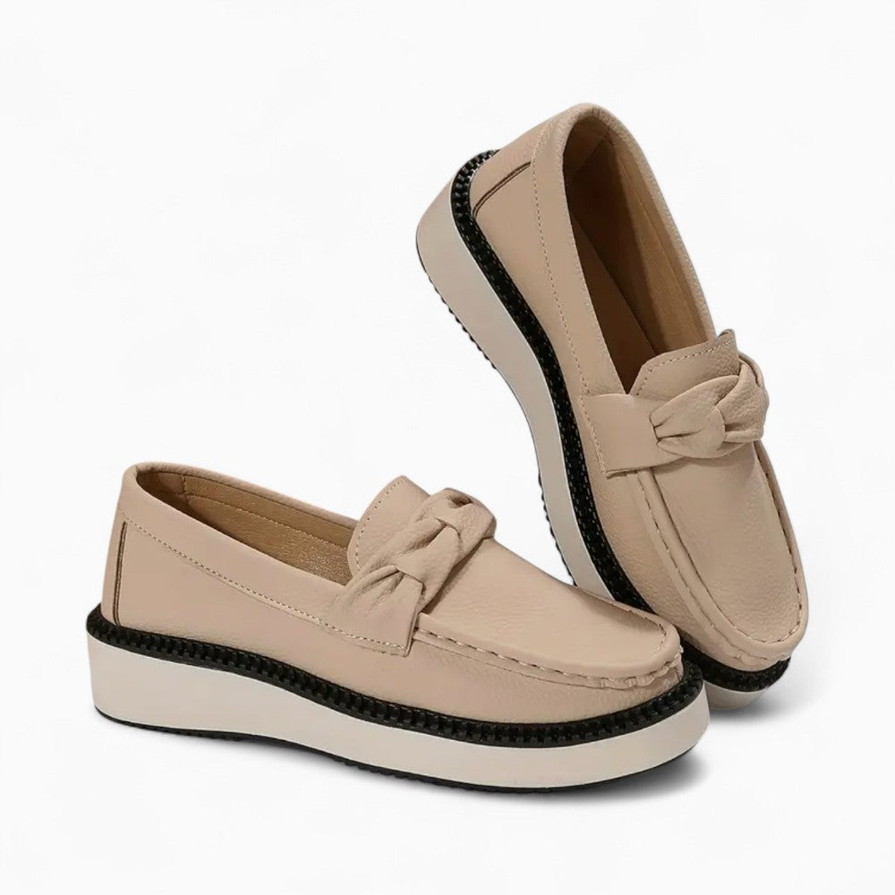 Suede Leather Effect Platform Loafers for Women