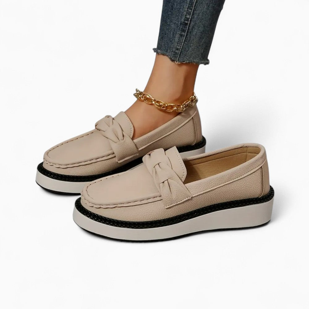 Suede Leather Effect Platform Loafers for Women