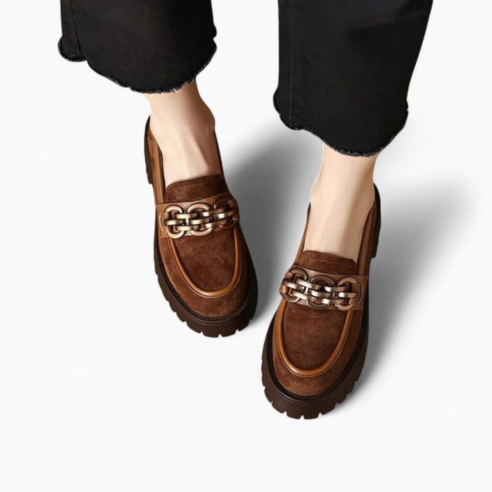 Women’s Platform Loafers with a Silver Chain