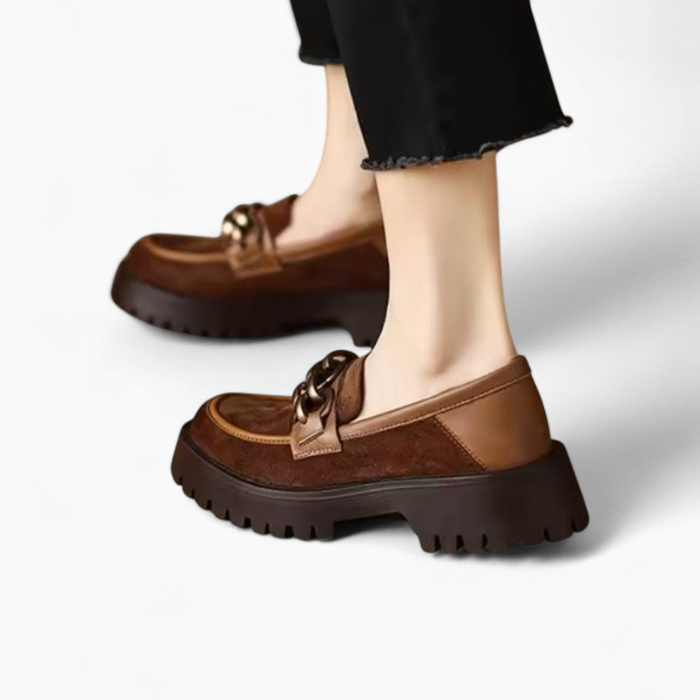 Women’s Platform Loafers with a Silver Chain