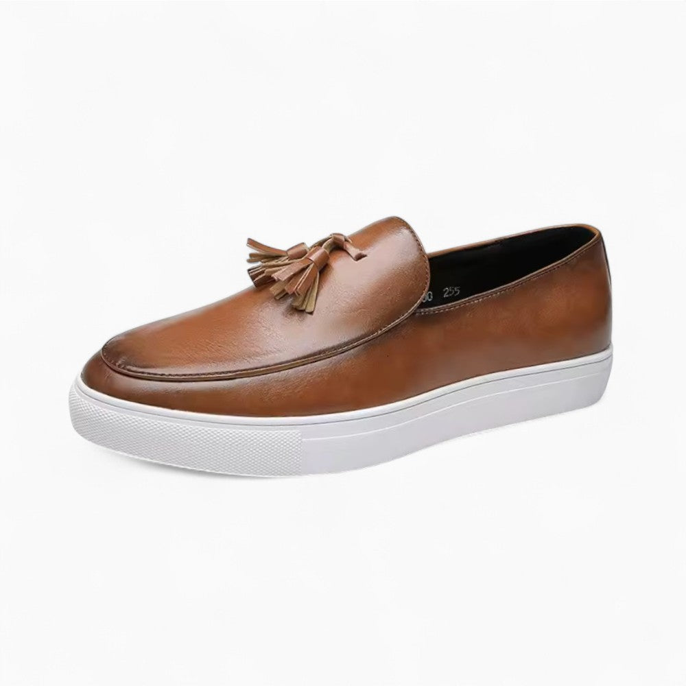 Breathable Smooth Leather Tassel Loafers