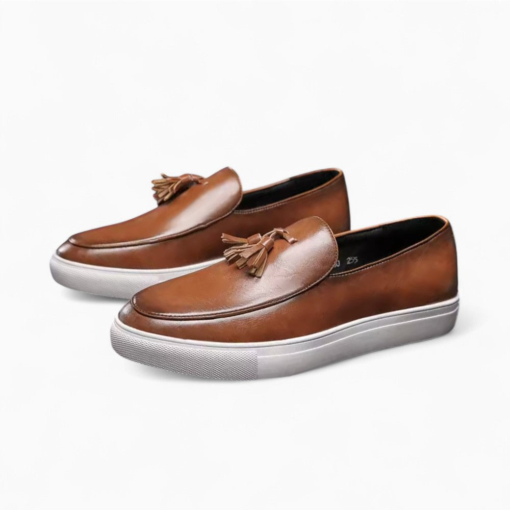 Breathable Smooth Leather Tassel Loafers