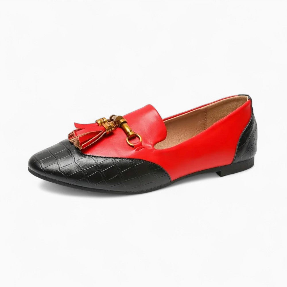 Leather Tassel Loafers with Round Toe for Women