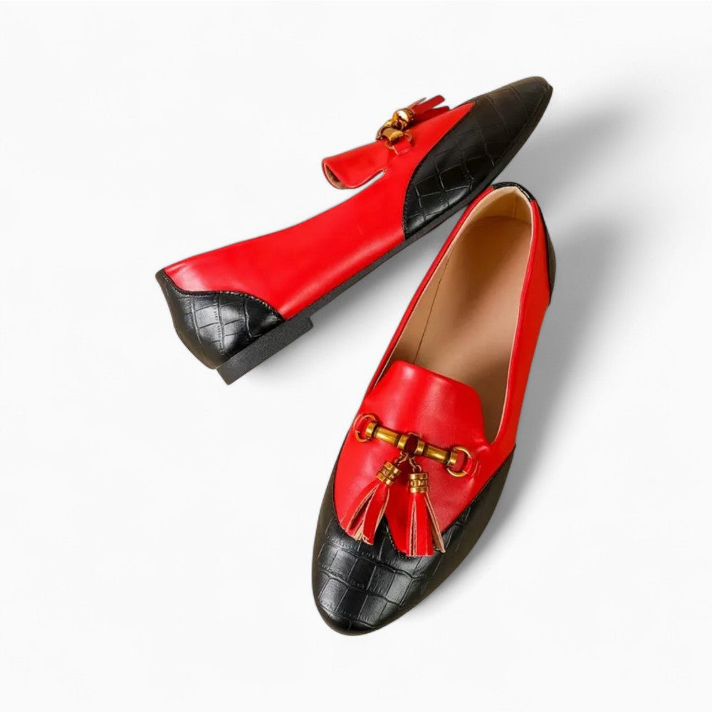 Leather Tassel Loafers with Round Toe for Women