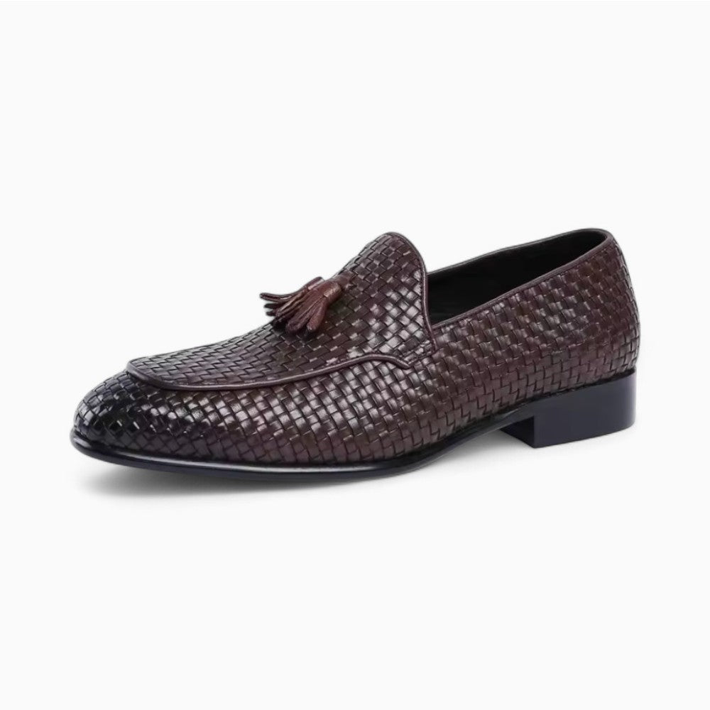 Braided Leather Tassel Loafers