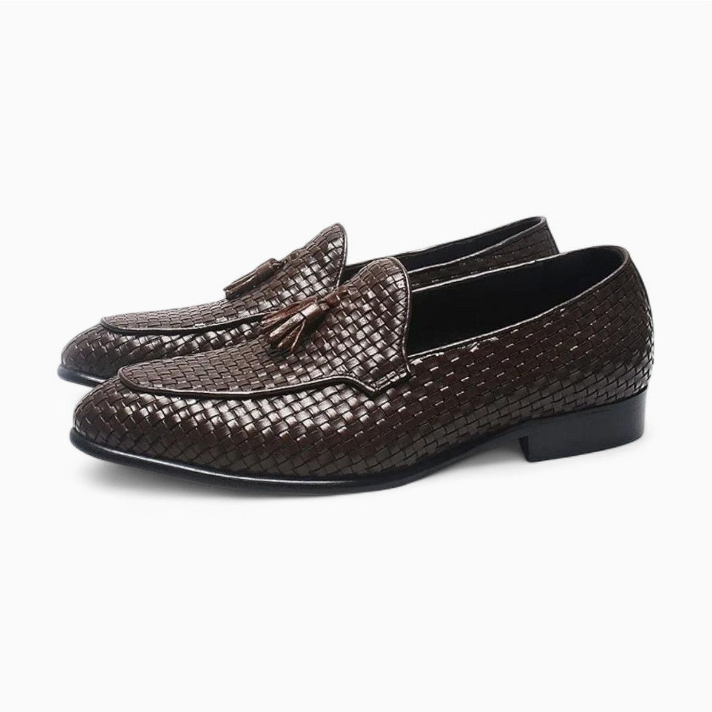 Braided Leather Tassel Loafers