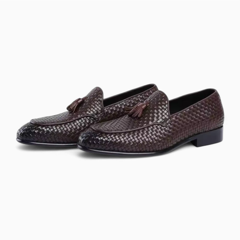 Braided Leather Tassel Loafers