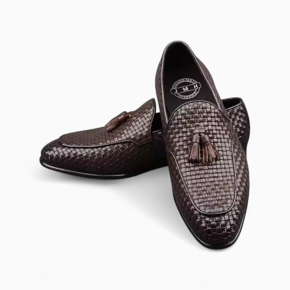 Braided Leather Tassel Loafers