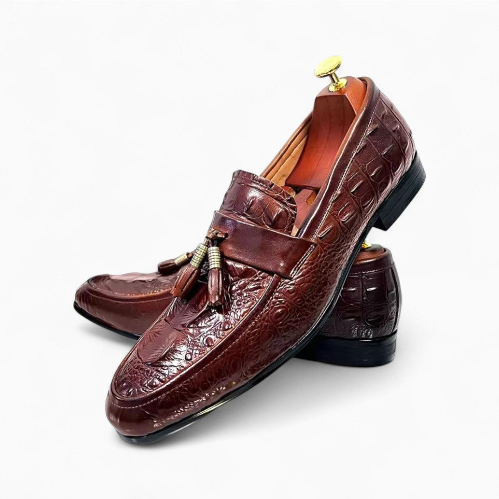 Men's Elegant Croco Leather Tassel Loafers