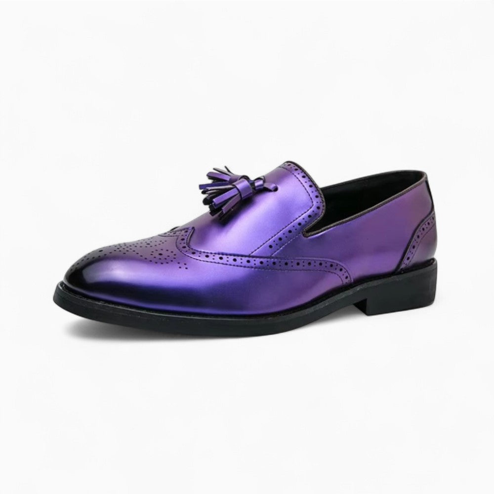 Men's Metallic Purple Tassel Loafers