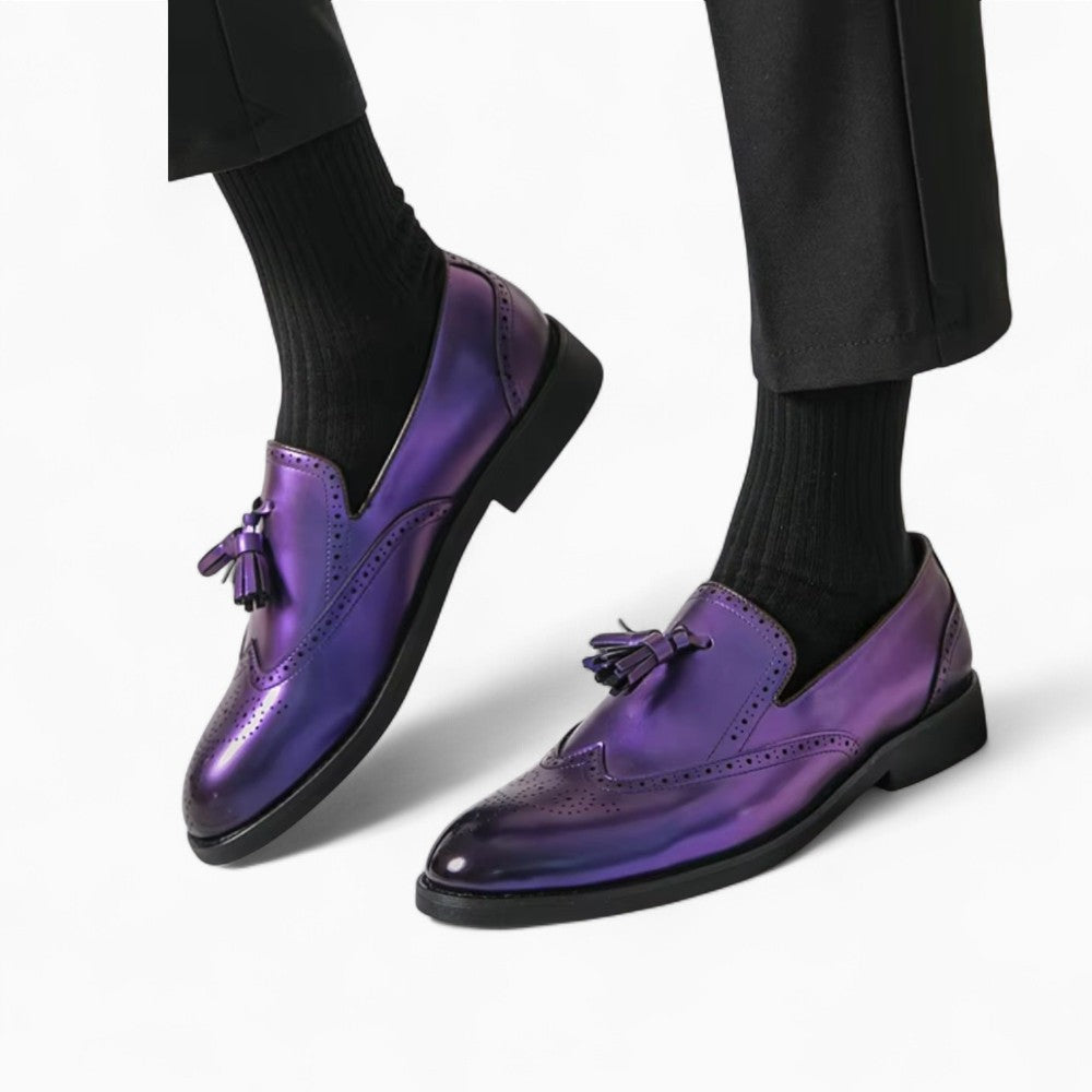 Men's Metallic Purple Tassel Loafers