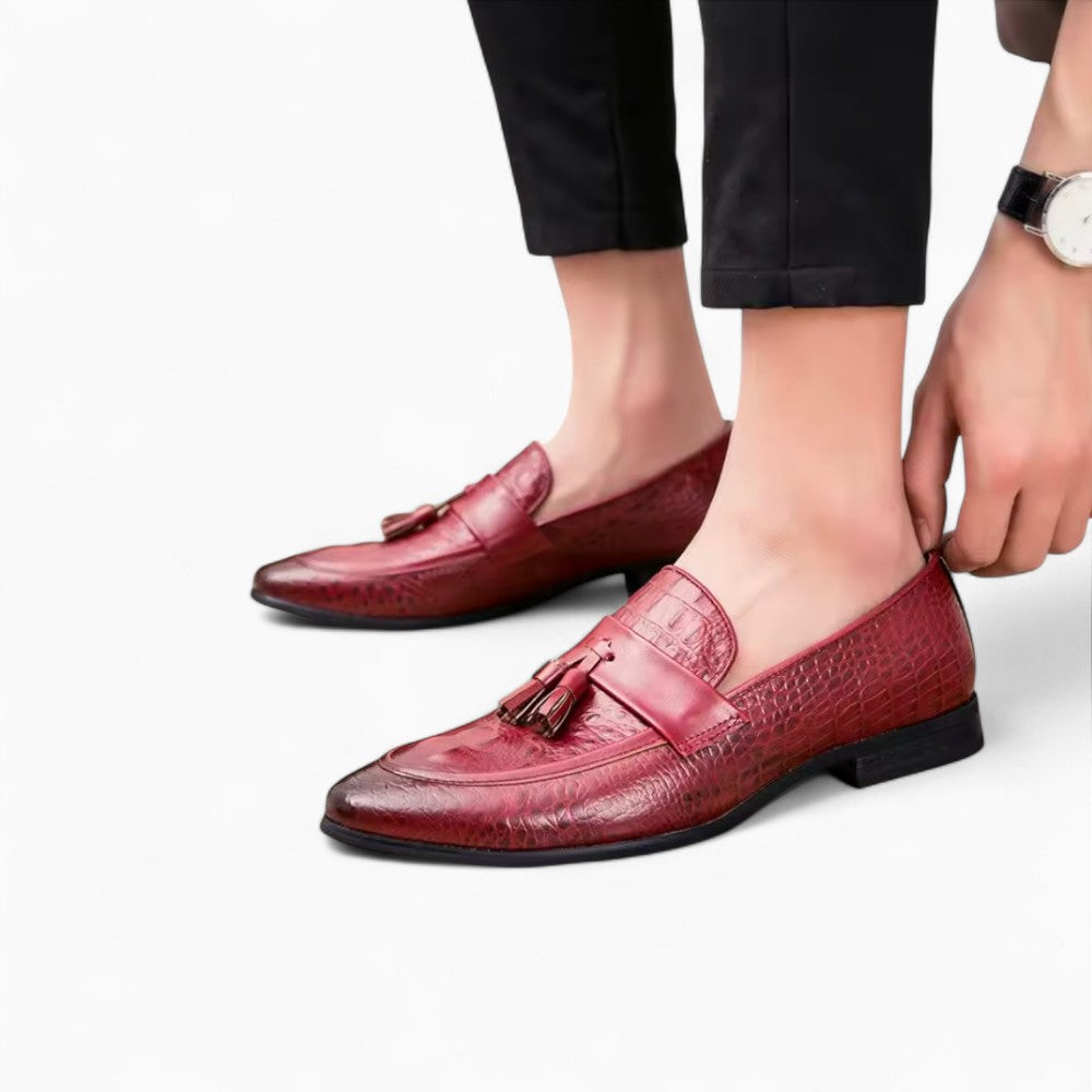 Men’s Tassel Loafers with Croc Effect