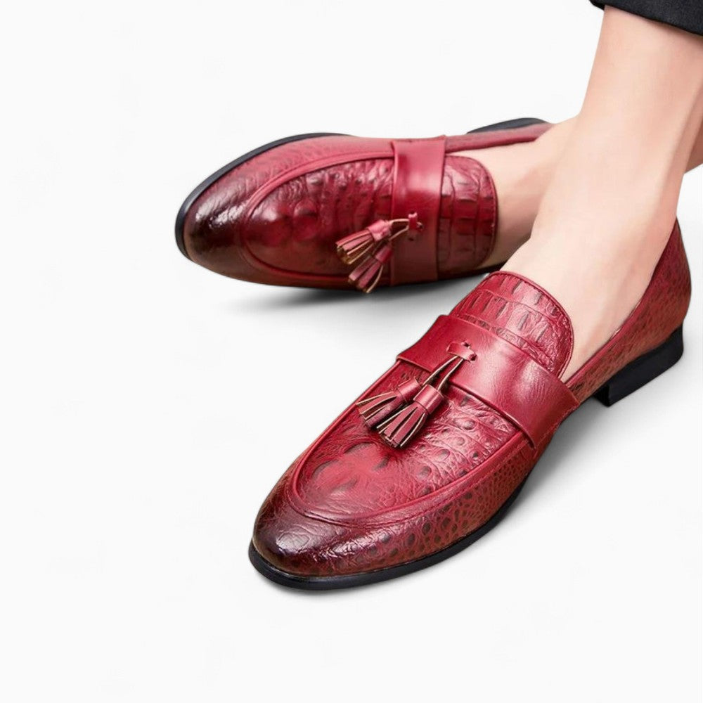 Men’s Tassel Loafers with Croc Effect