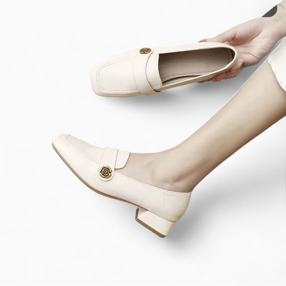 Women’s Round Toe Loafers with Square Heel