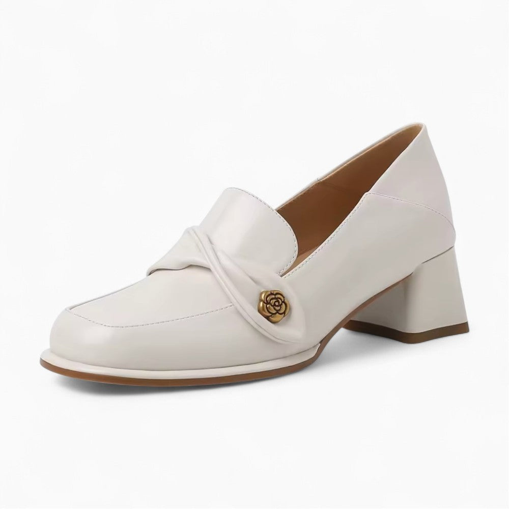 Women’s Round Toe Loafers with Square Heel