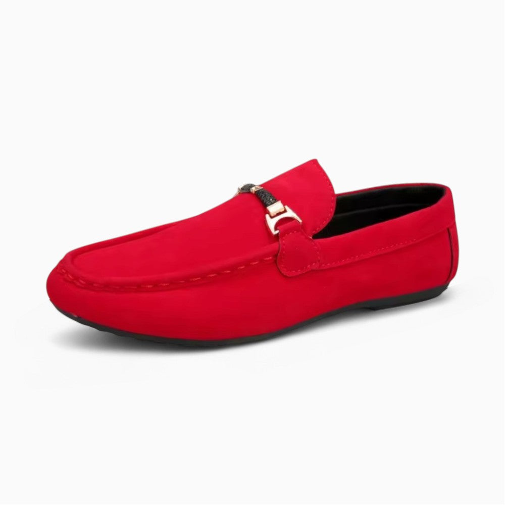 Suede Loafers with Buckle for Men