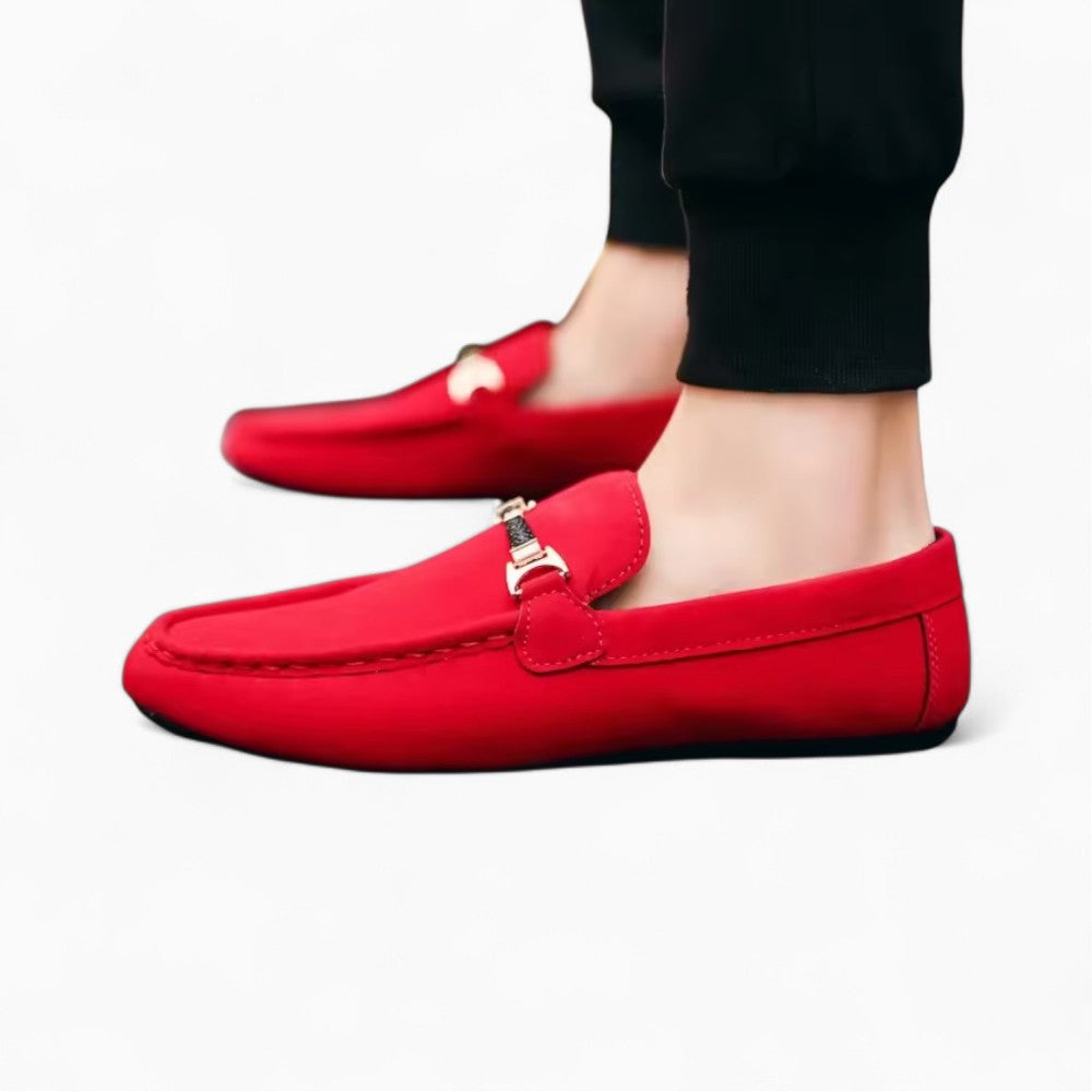 Suede Loafers with Buckle for Men