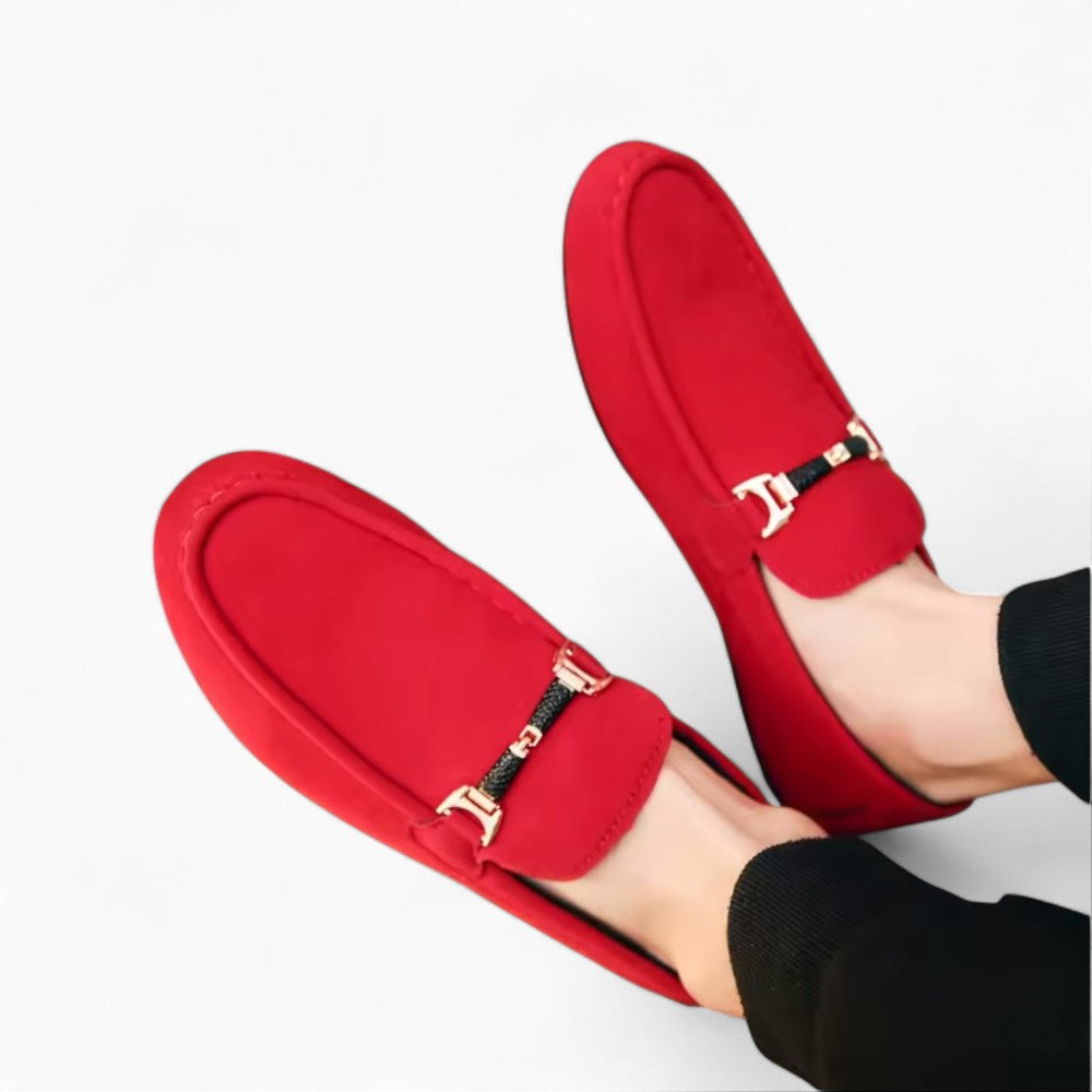 Suede Loafers with Buckle for Men