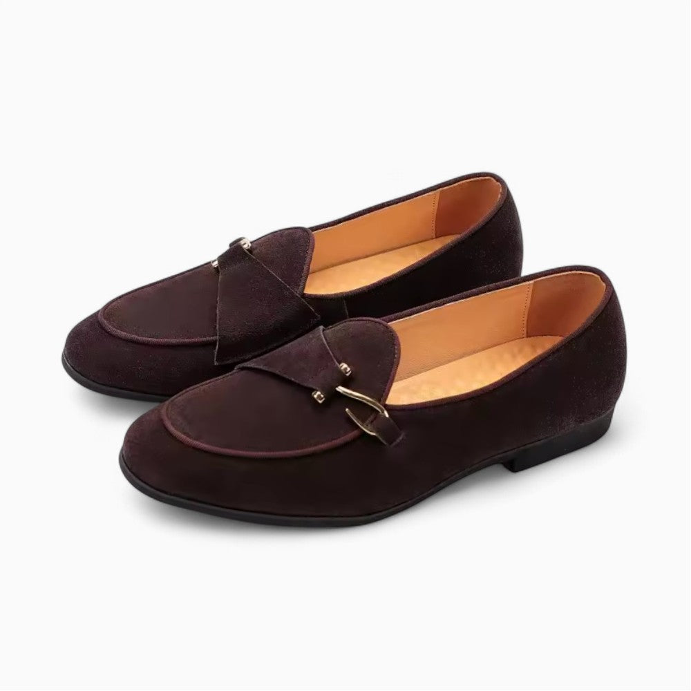 Luxury Suede Loafers with Buckle for Men