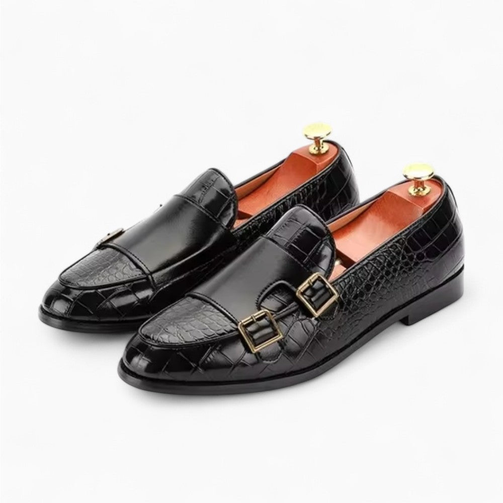 Men's Leather Loafer with Crocodile Print