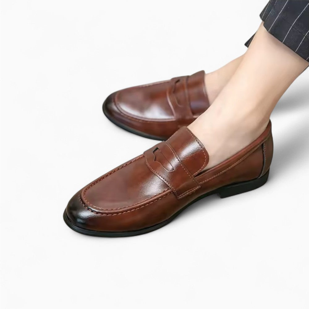 Men's Leather Loafer with Rubber Sole