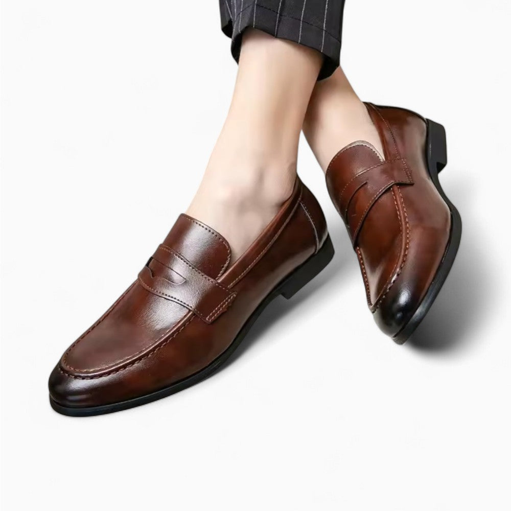 Men's Leather Loafer with Rubber Sole