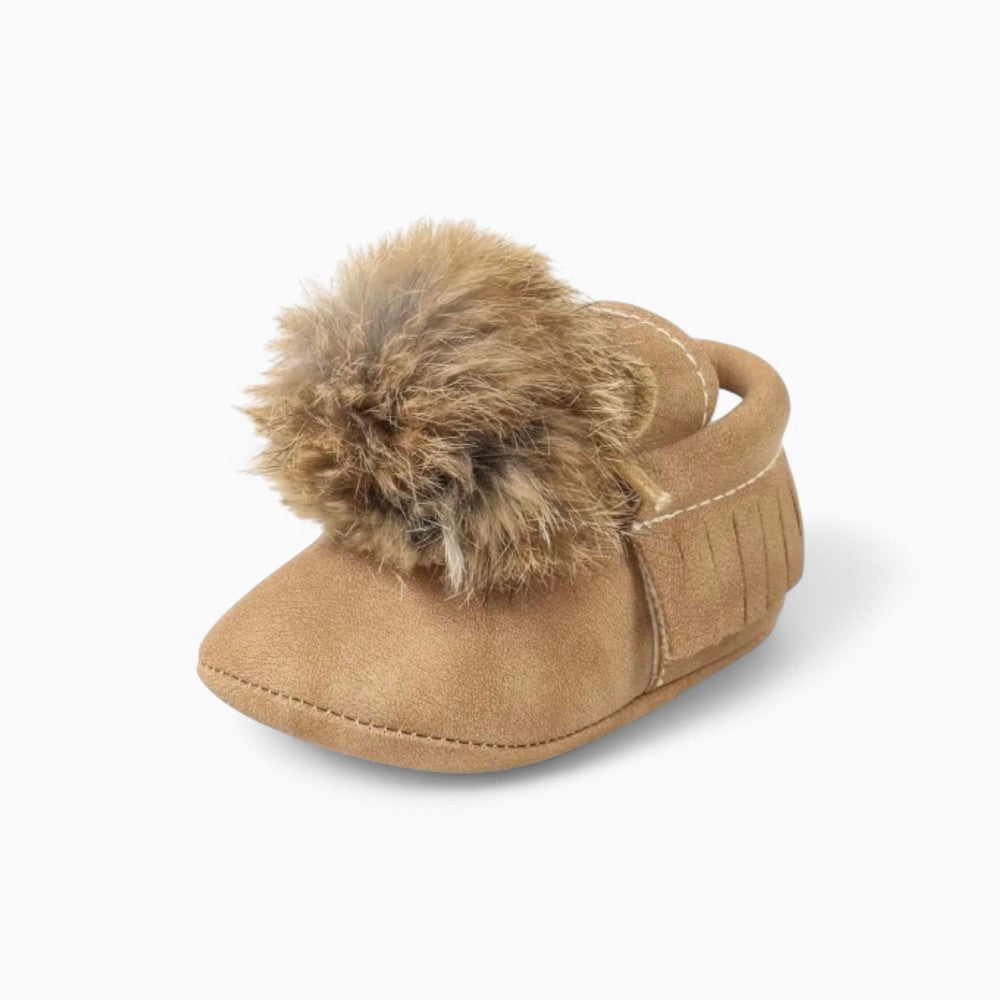 Baby Indian Leather and Fur Loafer Boots