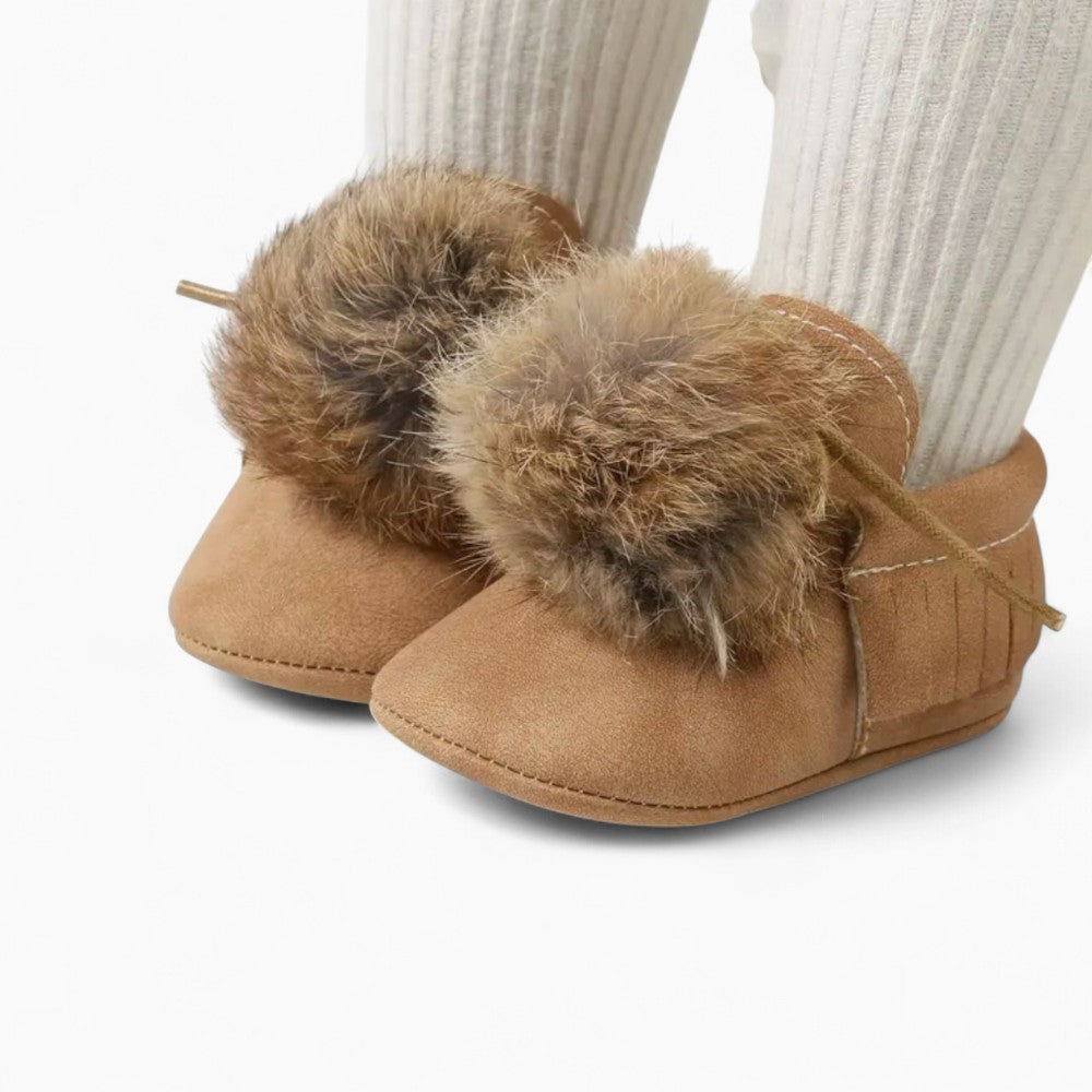 Baby Indian Leather and Fur Loafer Boots