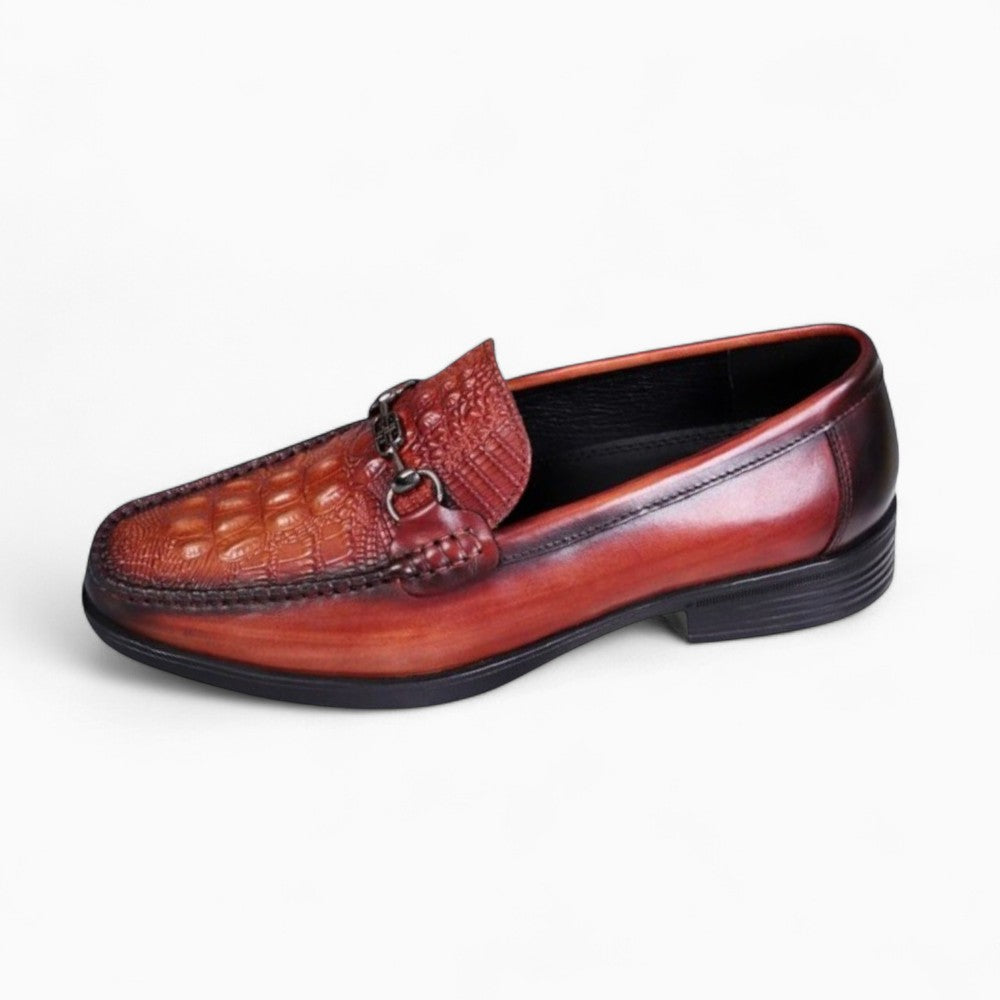 Men's Luxury Crocodile Effect Patent Loafers