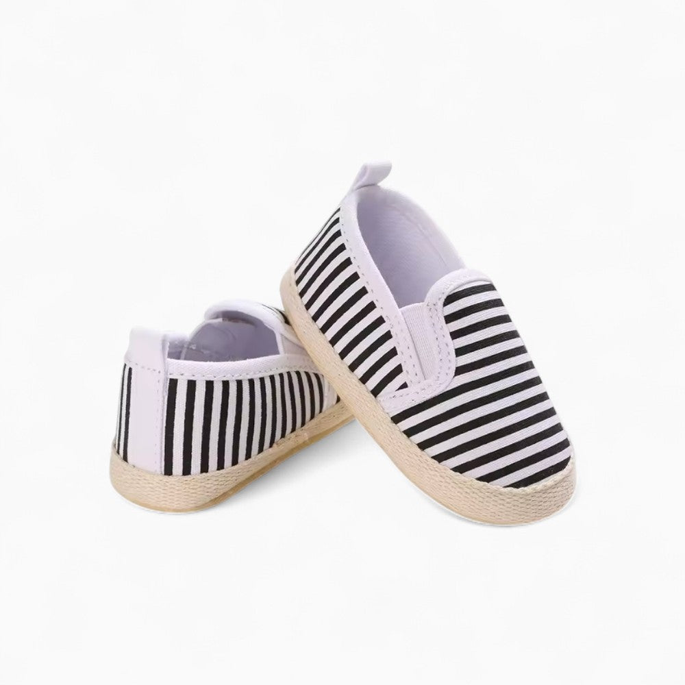 First Step Cotton Loafers with Striped Pattern