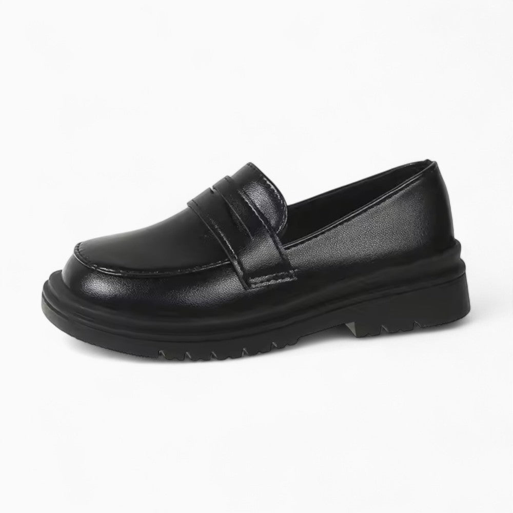 Black Shiny Spring Loafers for Boys