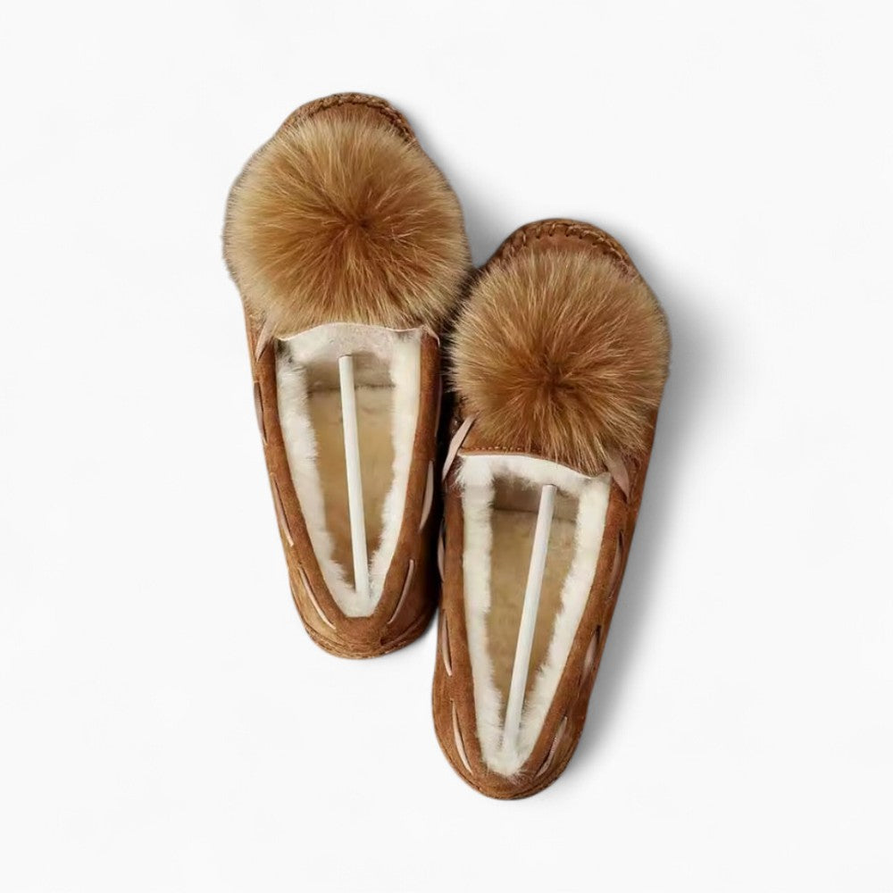 Indian Suede Loafers with Pom-poms