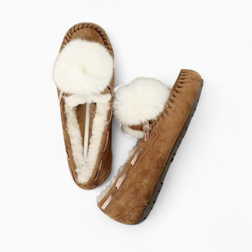 Indian Suede Loafers with Pom-poms