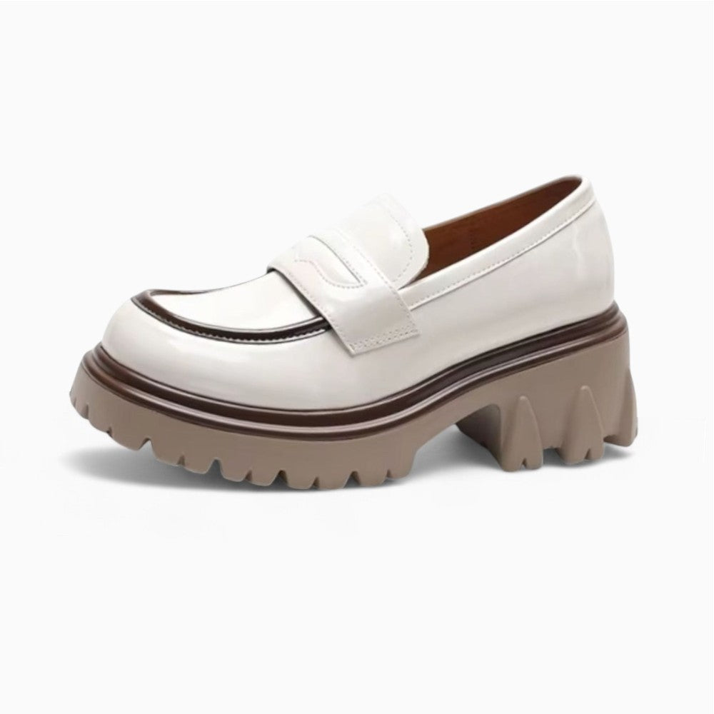 Patent Leather Thick-Sole Loafers for Women