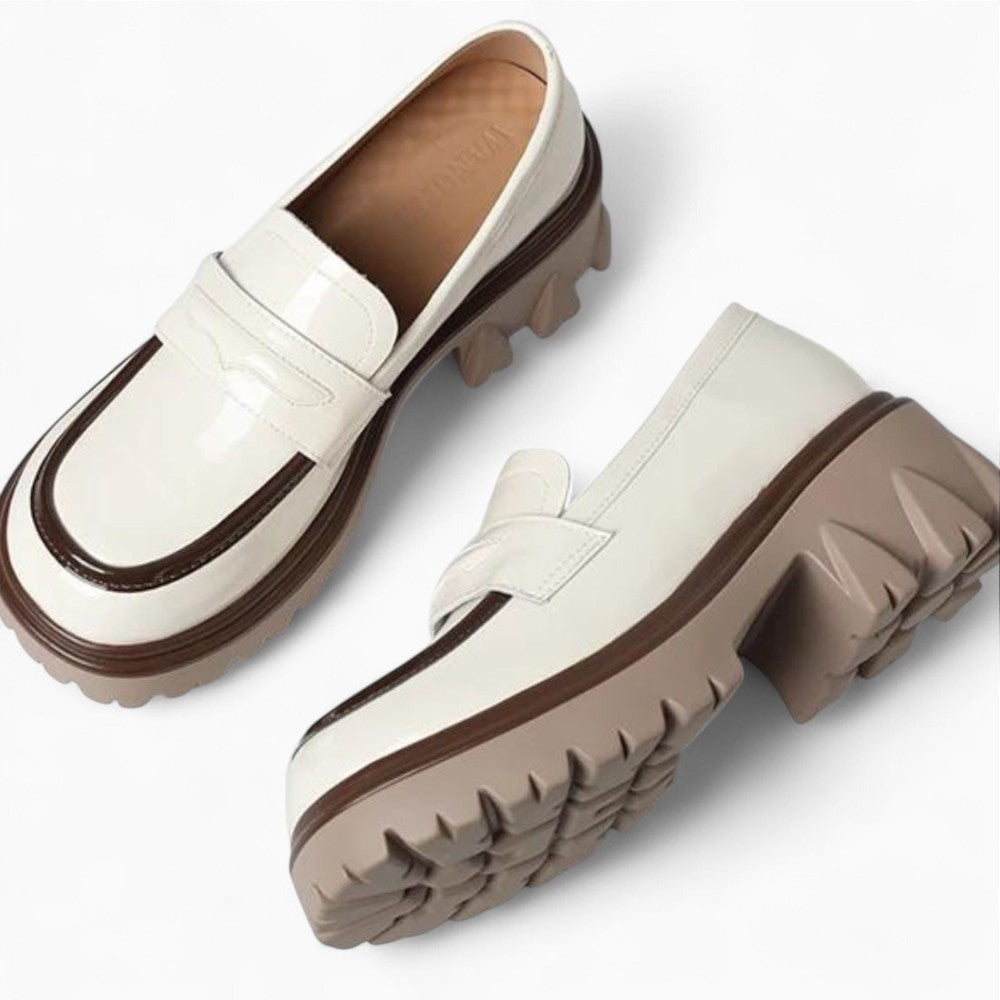 Patent Leather Thick-Sole Loafers for Women