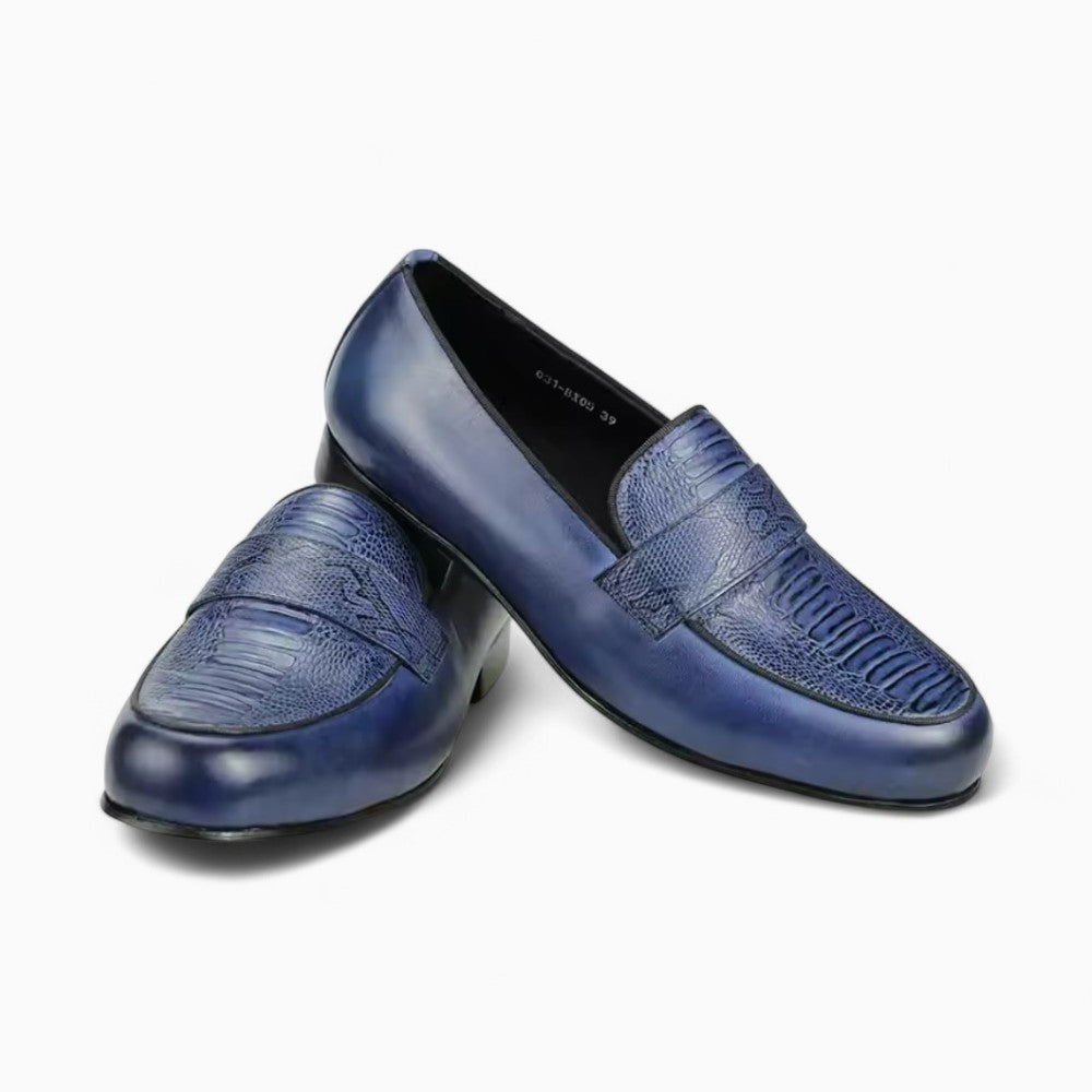 Blue Genuine Leather Loafers for Men